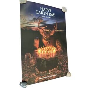 VTG Happy Earth Day 1990 Poster Missouri Department Conservation Wildlife READ